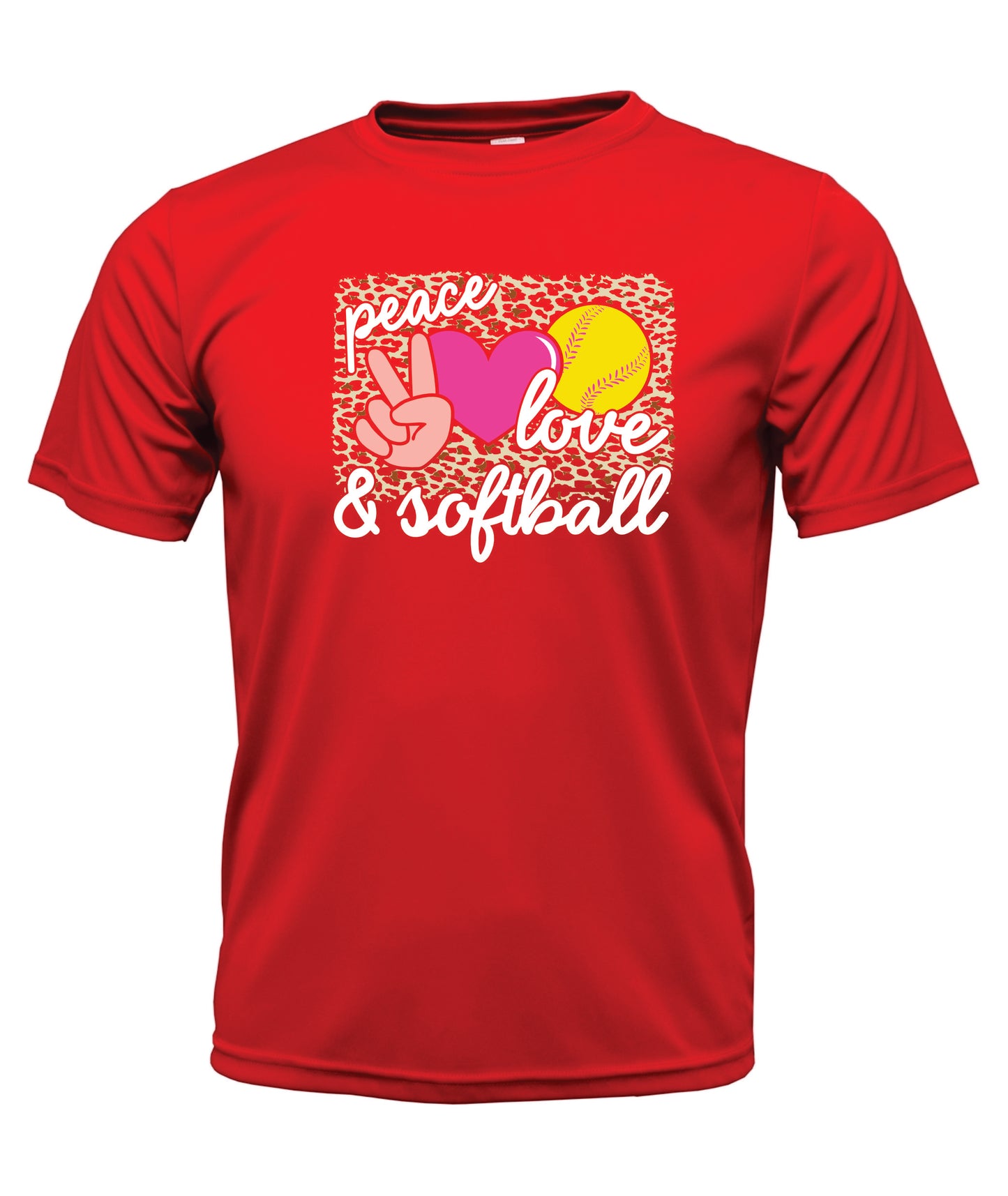 Peace, Love, Softball Sleeve Dri-fit T-Shirt