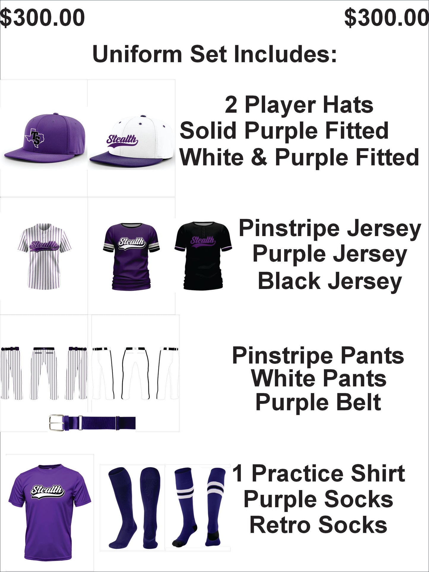 Texas Stealth New Player Uniform Set (2 WEEK PROCESSING TIME)