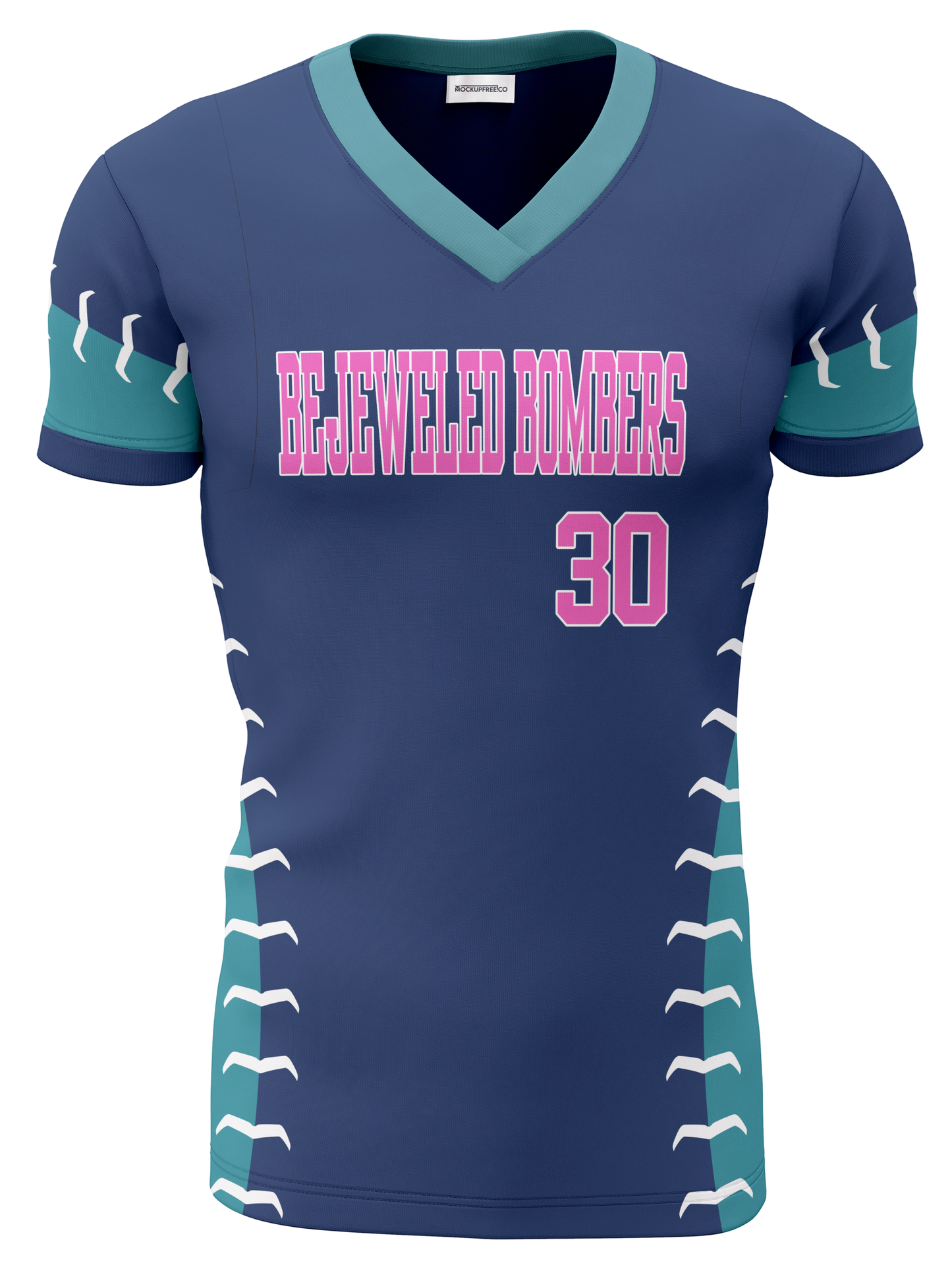 BEJEWLED BOMBERS BLUE REPLICA JERSEY W/NAME AND NUMBER