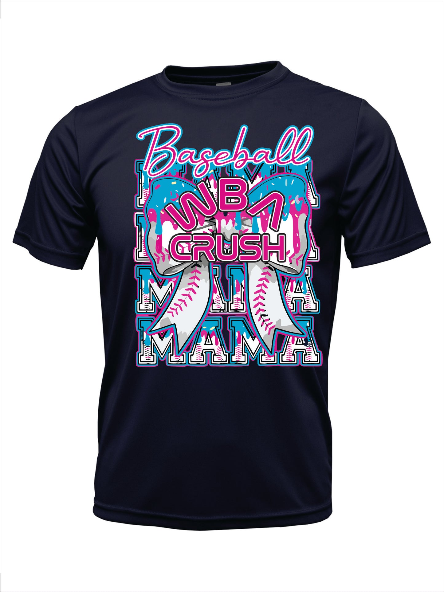 WBA Crush Drip Baseball Mama Short Sleeve Cotton T-shirt