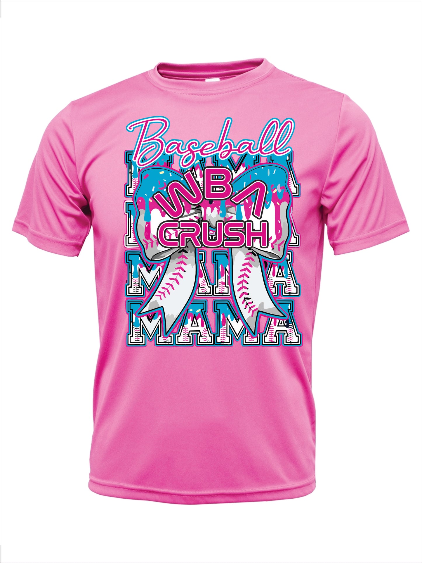 WBA Crush Drip Baseball Mama Short Sleeve Cotton T-shirt