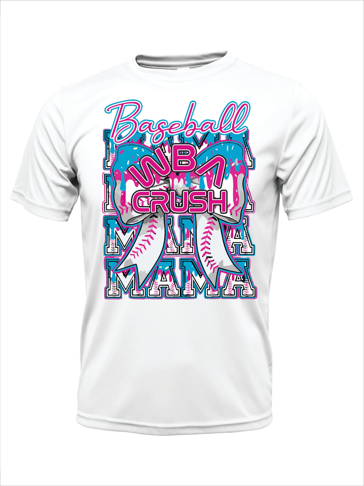 WBA Crush Drip Baseball Mama Short Sleeve Cotton T-shirt