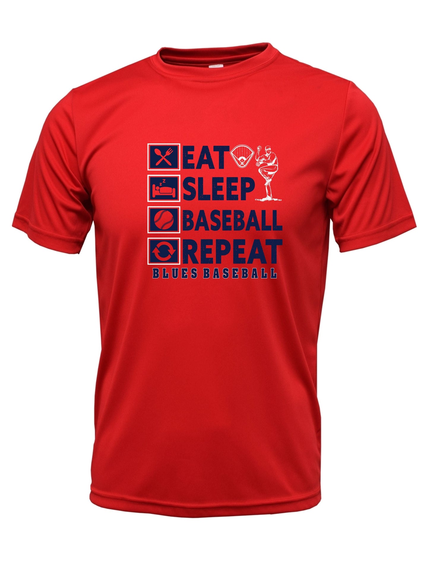 TX BLUES COTTON "EAT SLEEP BASEBALL REPEAT" TEE