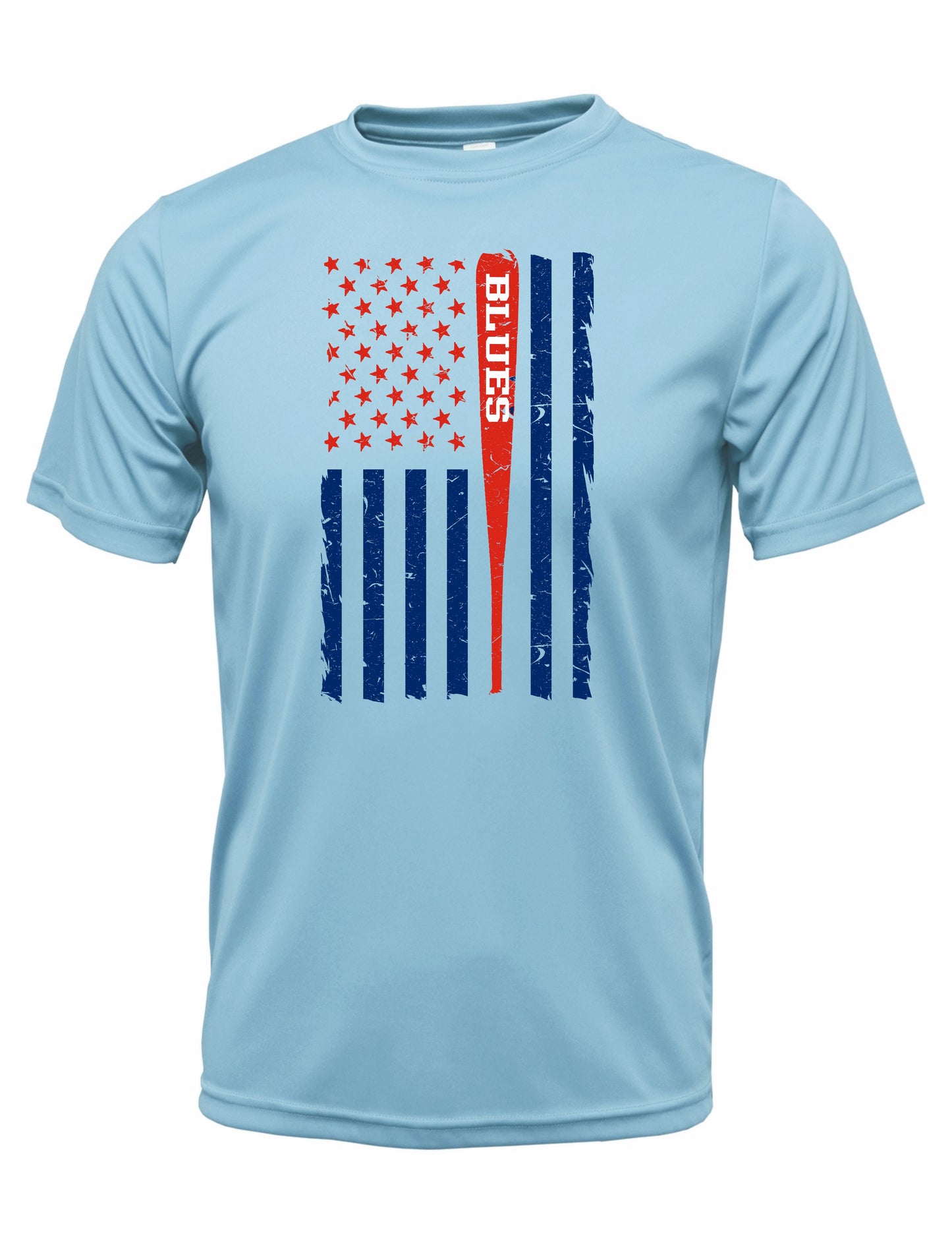 TX BLUES DRI-FIT AMERICAN FLAG WITH BAT TEE