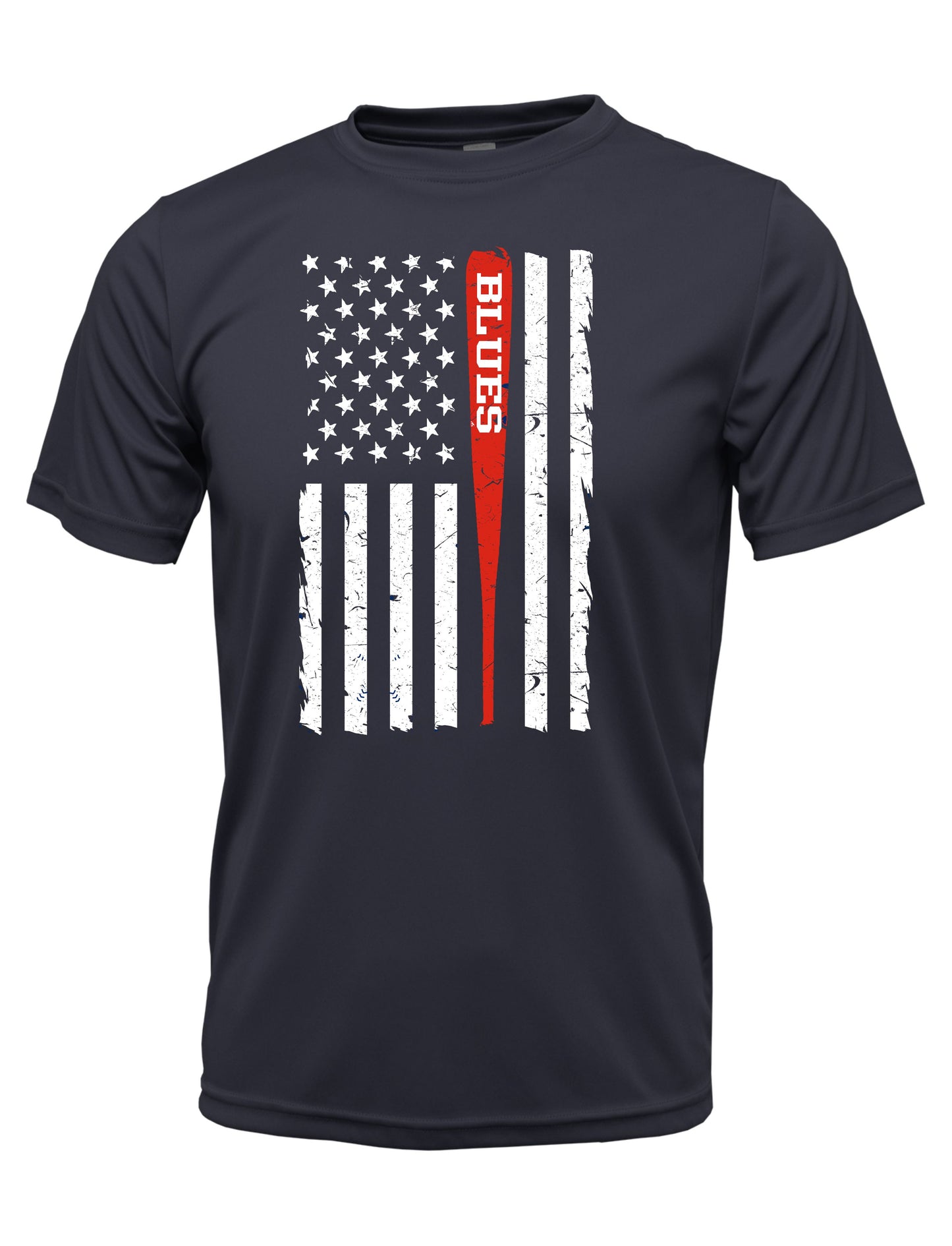 TX BLUES DRI-FIT AMERICAN FLAG WITH BAT TEE
