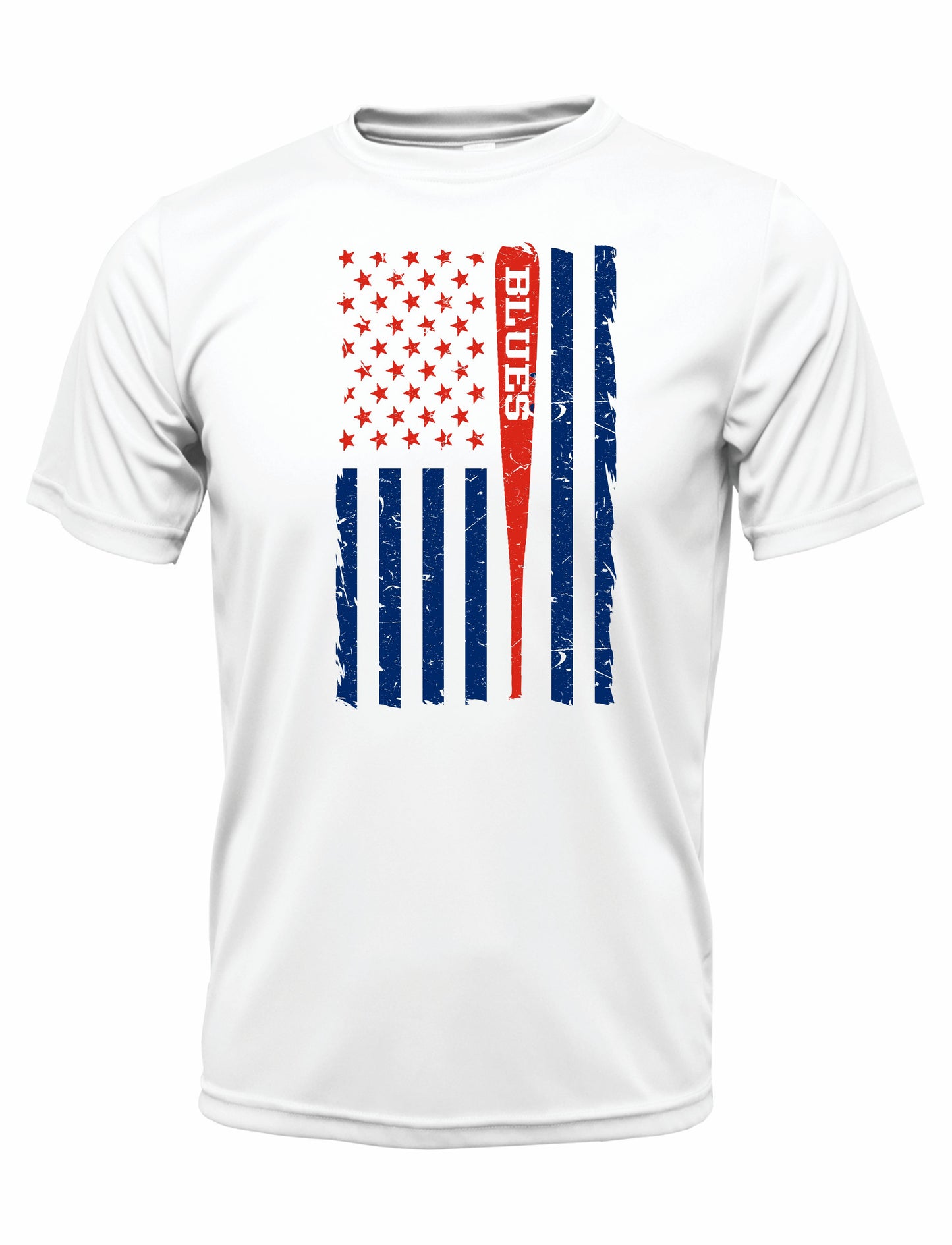 TX BLUES DRI-FIT AMERICAN FLAG WITH BAT TEE