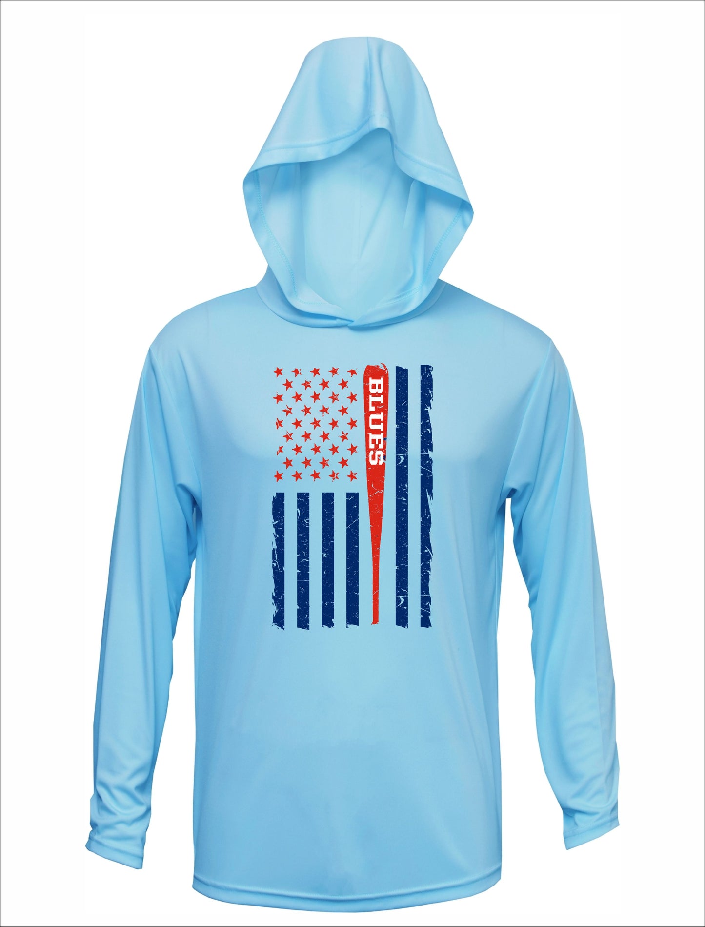 TX BLUES FLAG STYLE DRI-FIT TEE WITH HOOD
