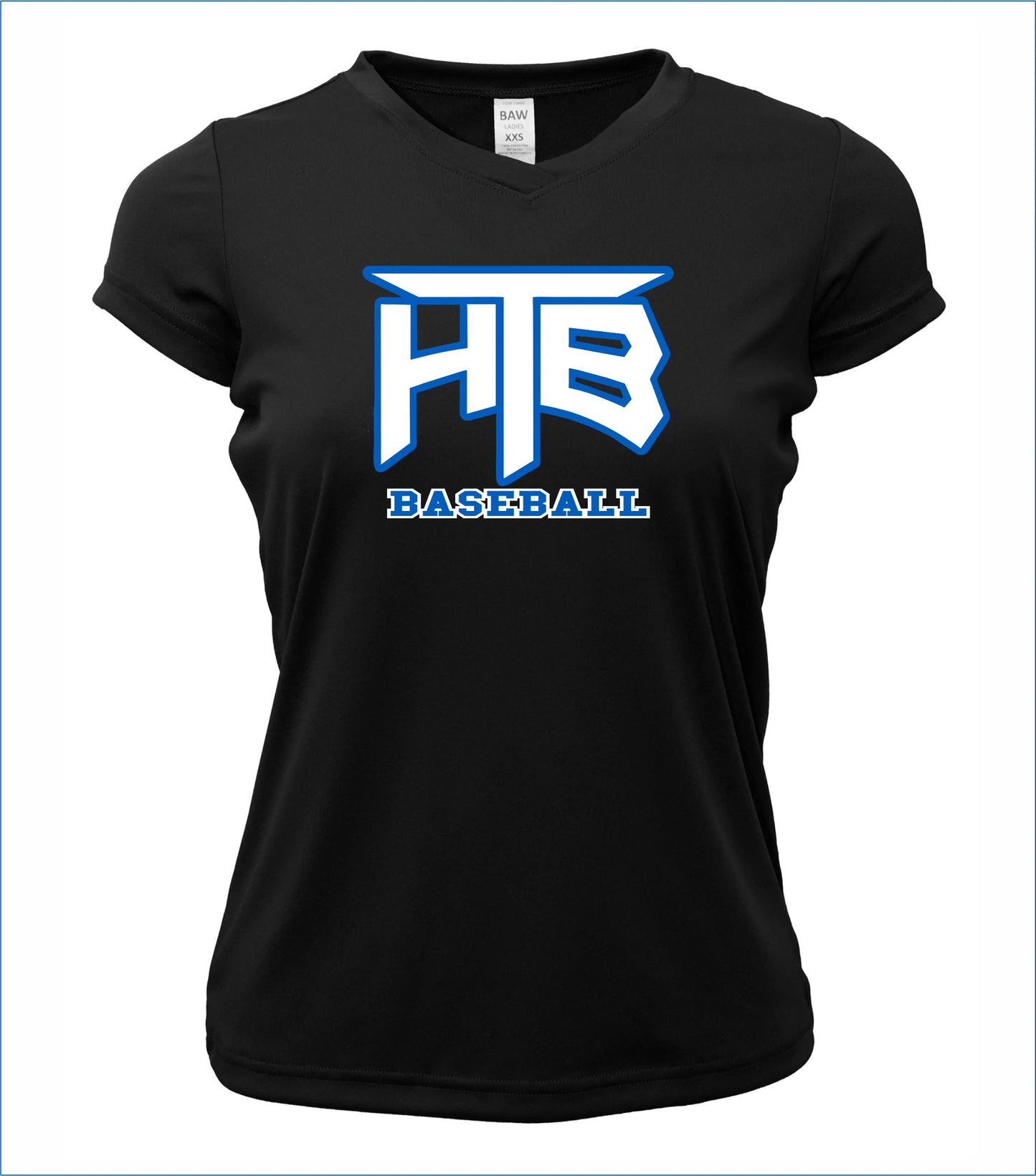 HTB Baseball Ladies Short Sleeve V-Neck Cotton T-Shirt