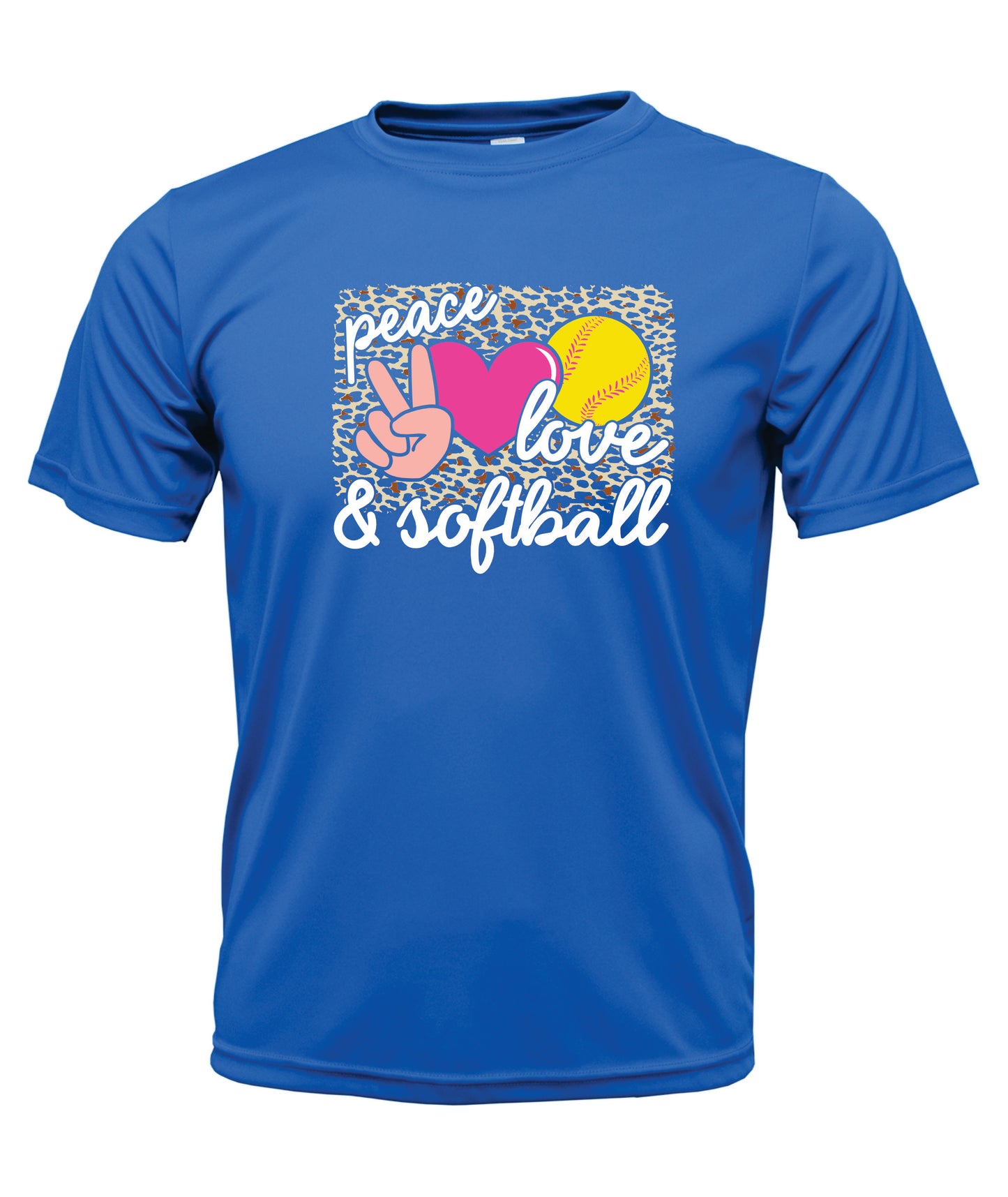 Peace, Love, Softball Short Sleeve Cotton T-Shirt
