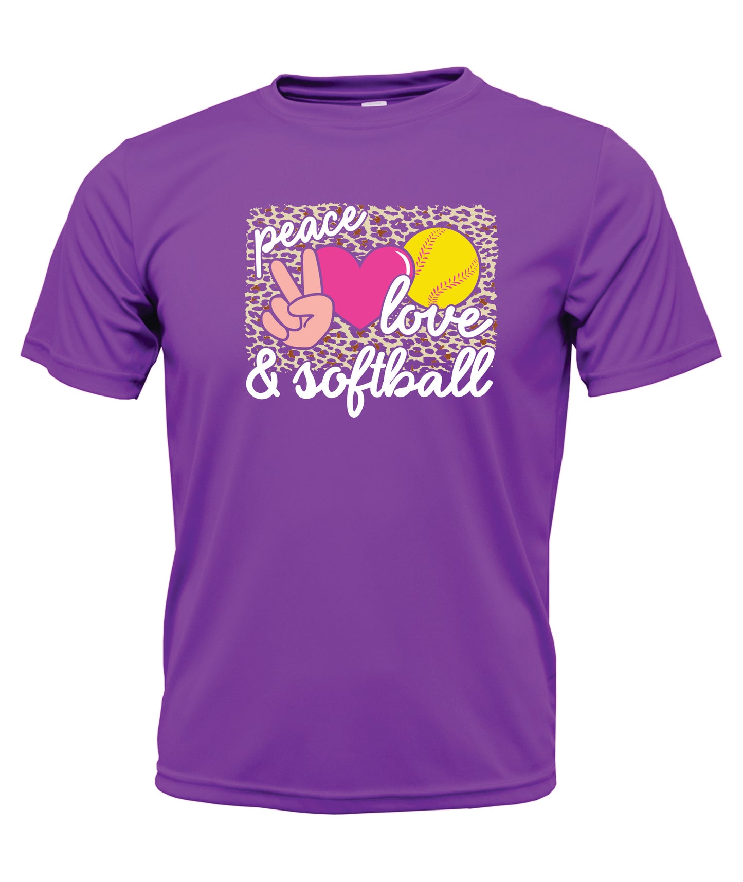 Peace, Love, Softball Short Sleeve Cotton T-Shirt