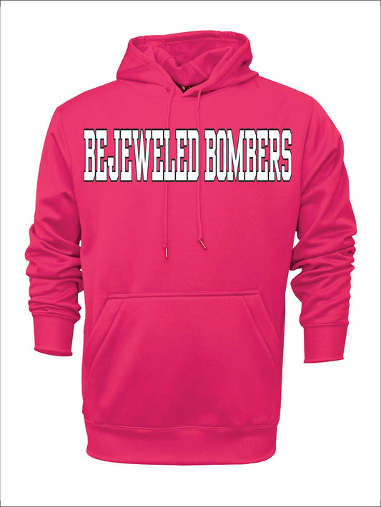 BEJEWELED BOMBERS PINK COTTON HOODIE W/ NAME AND NUMBER