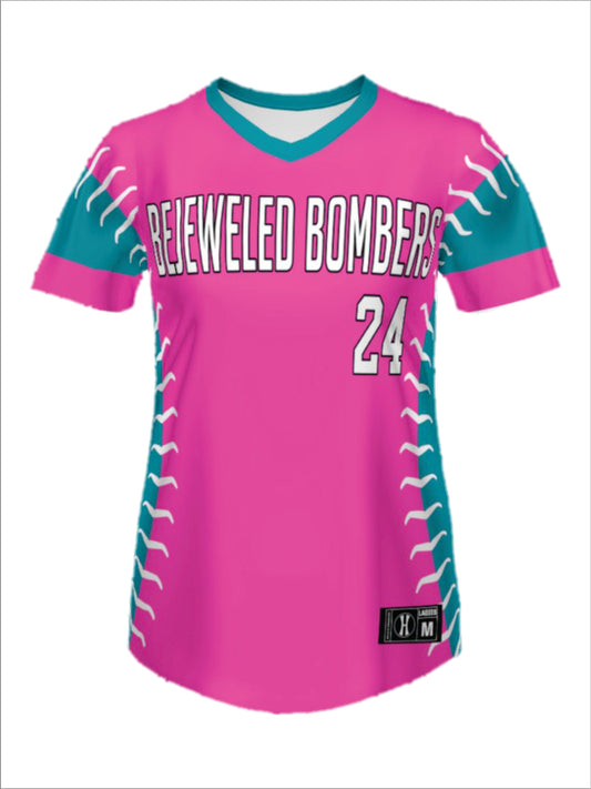 BEJEWLED BOMBERS PINK REPLICA JERSEY W/NAME AND NUMBER
