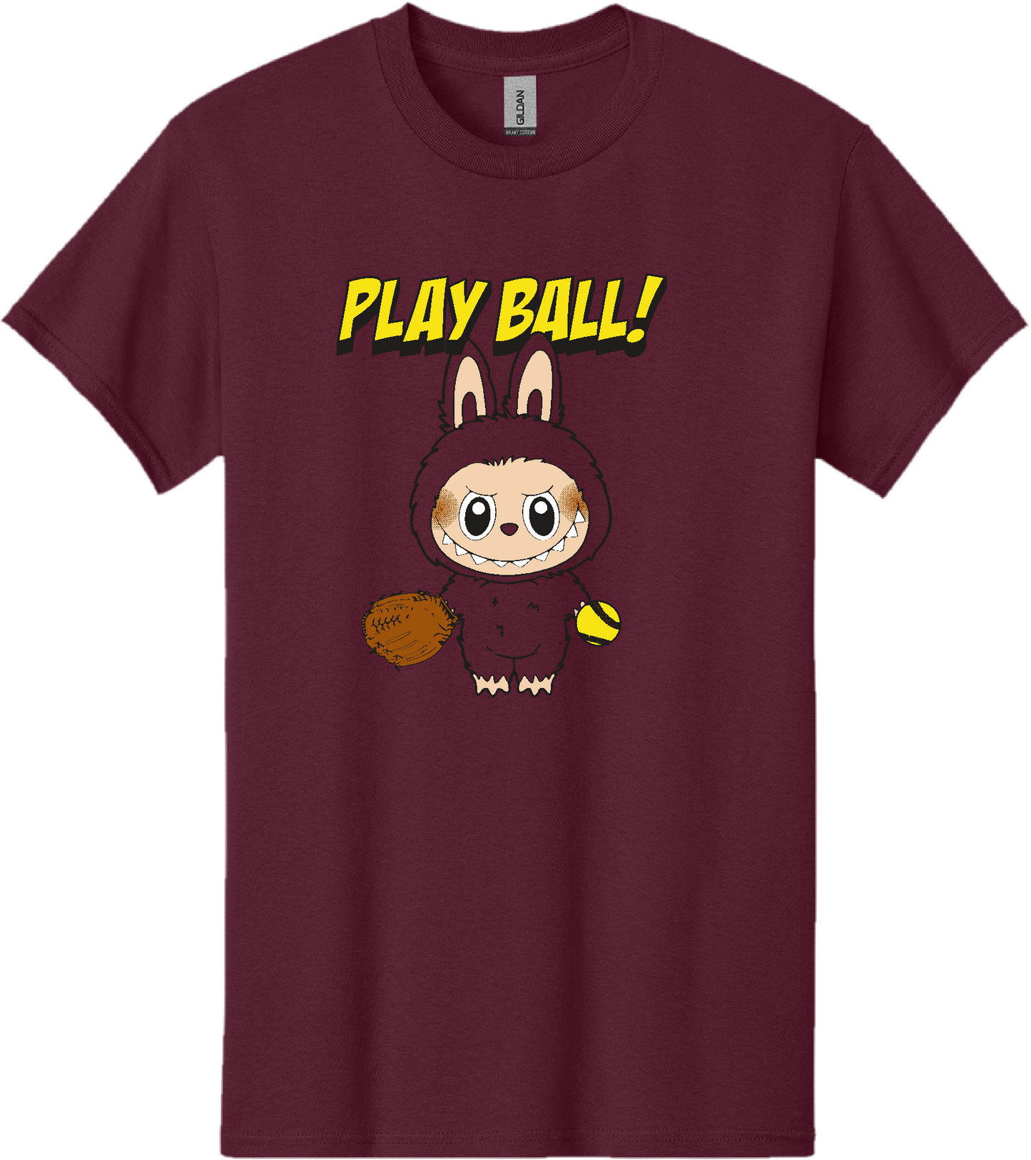 Softball Labubu Play Ball Cotton T-Shirt