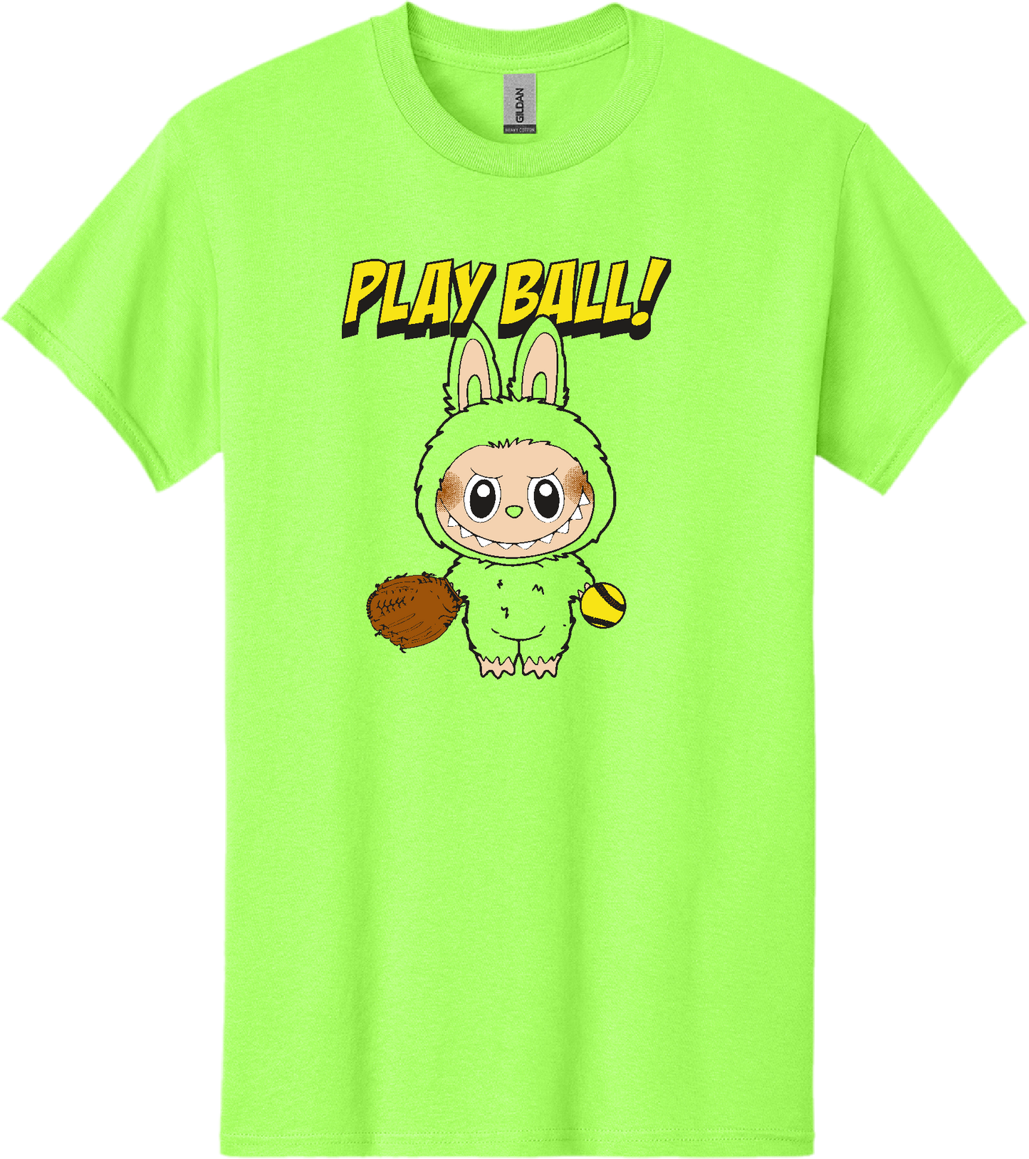 Softball Labubu Play Ball Cotton T-Shirt