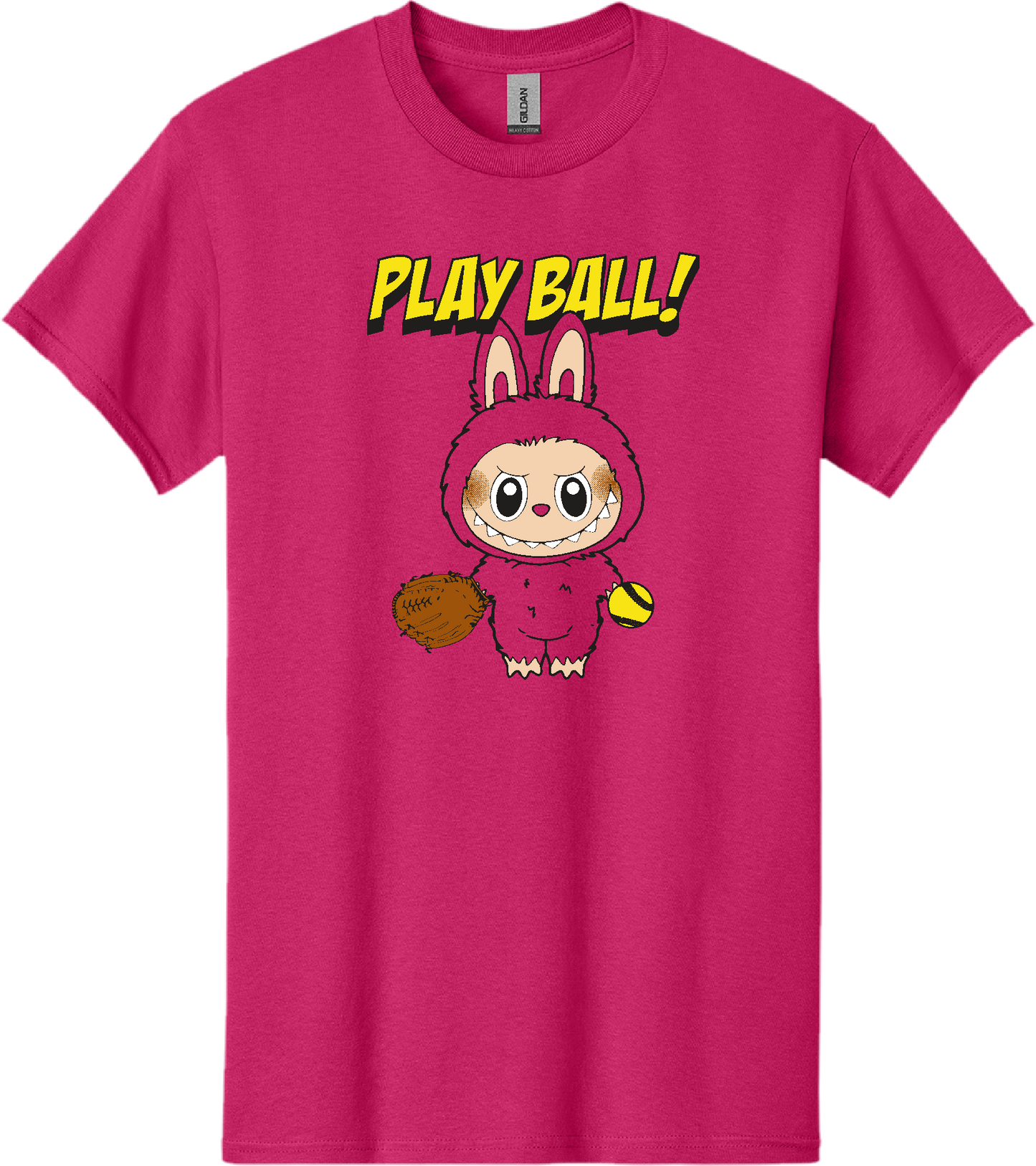 Softball Labubu Play Ball Cotton T-Shirt