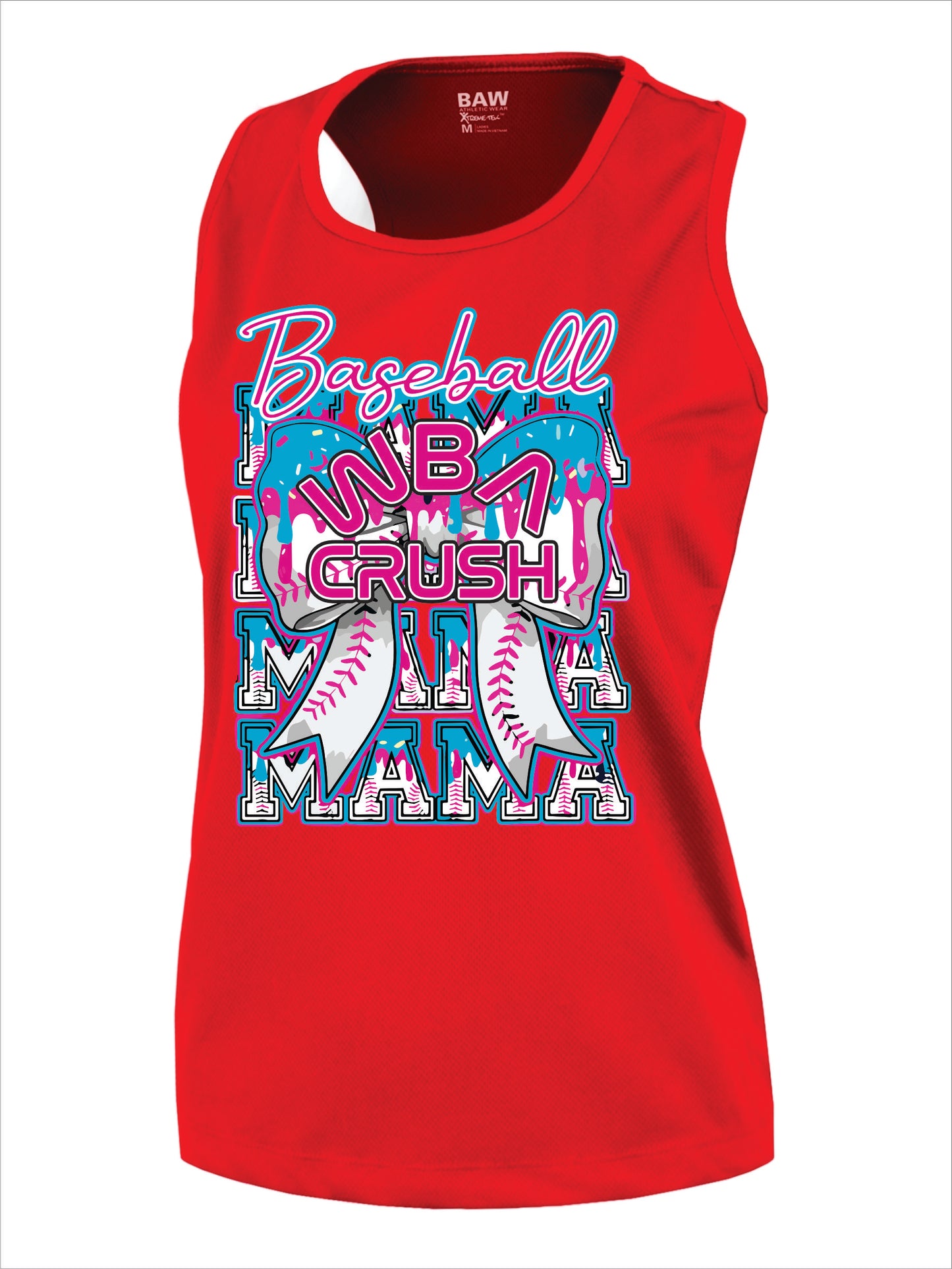WBA Crush Drip Baseball Mama Women's Racerback Tank