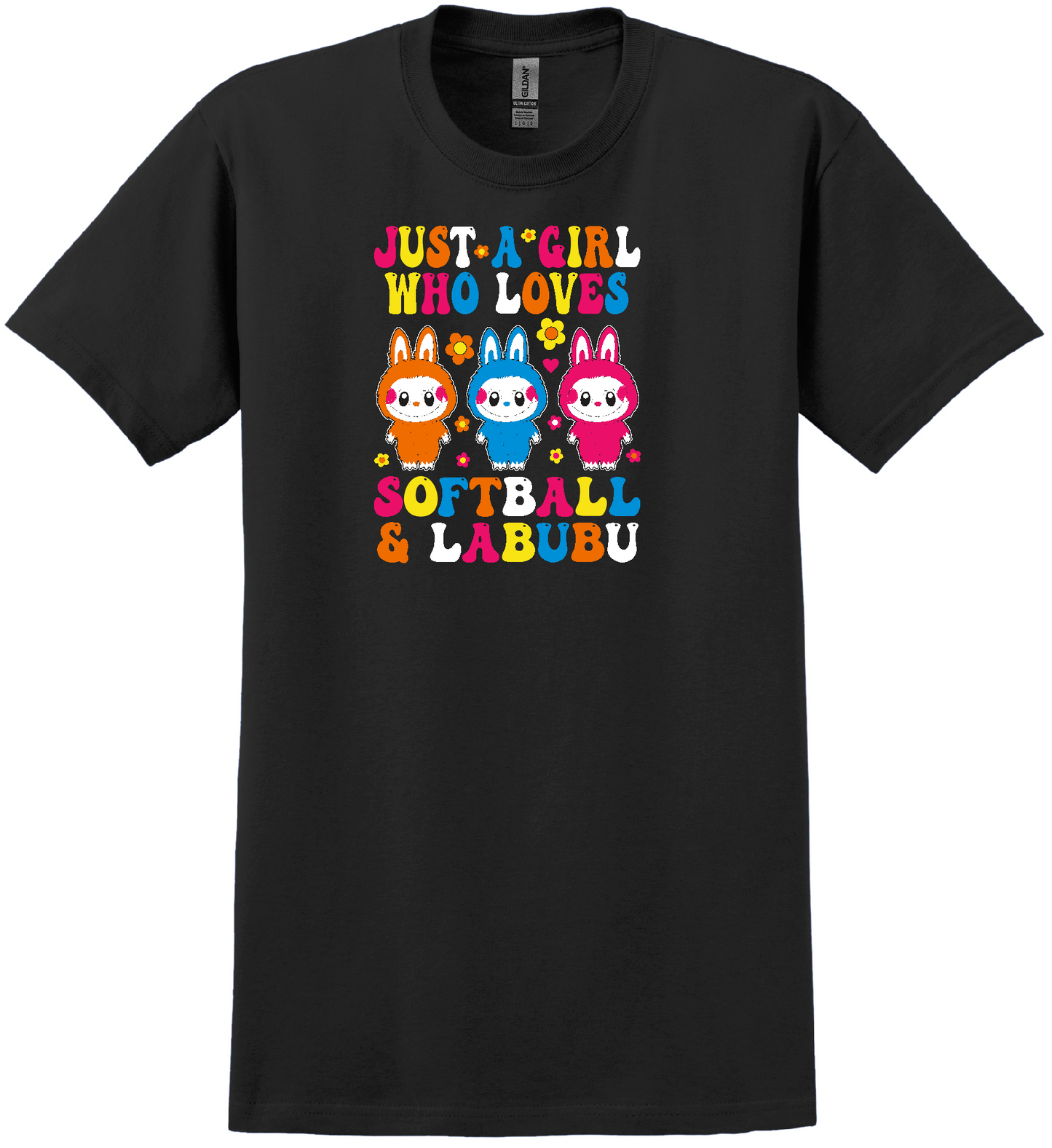 Softball & Labubu Just A Girl Cotton T-Shirt