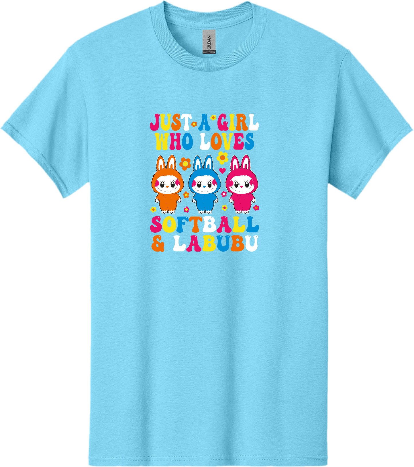 Softball & Labubu Just A Girl Cotton T-Shirt