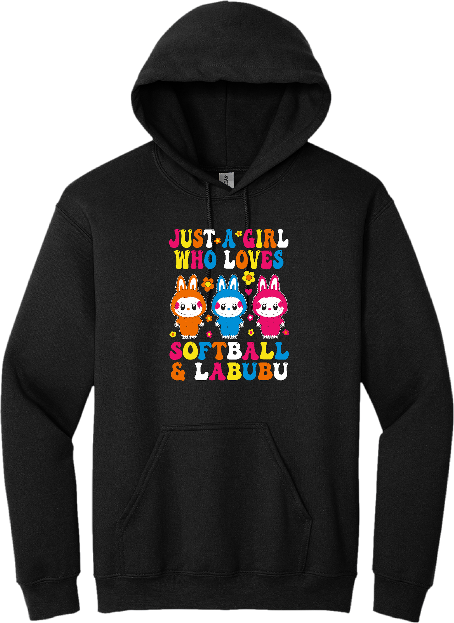 Softball &  Labubu Just A Girl Blended Hoodie