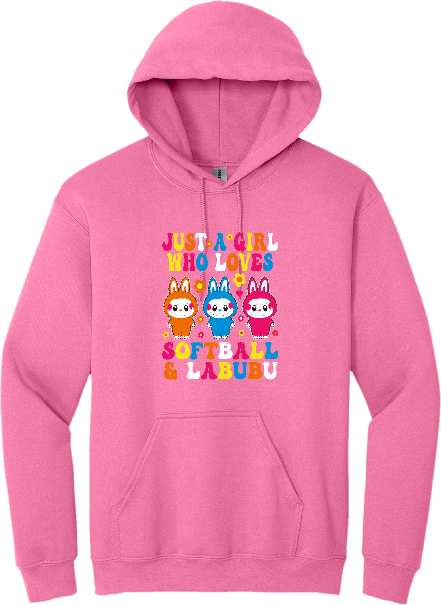 Softball &  Labubu Just A Girl Blended Hoodie