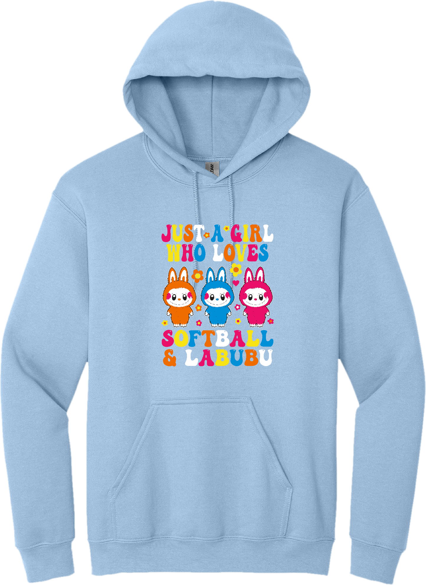 Softball &  Labubu Just A Girl Blended Hoodie