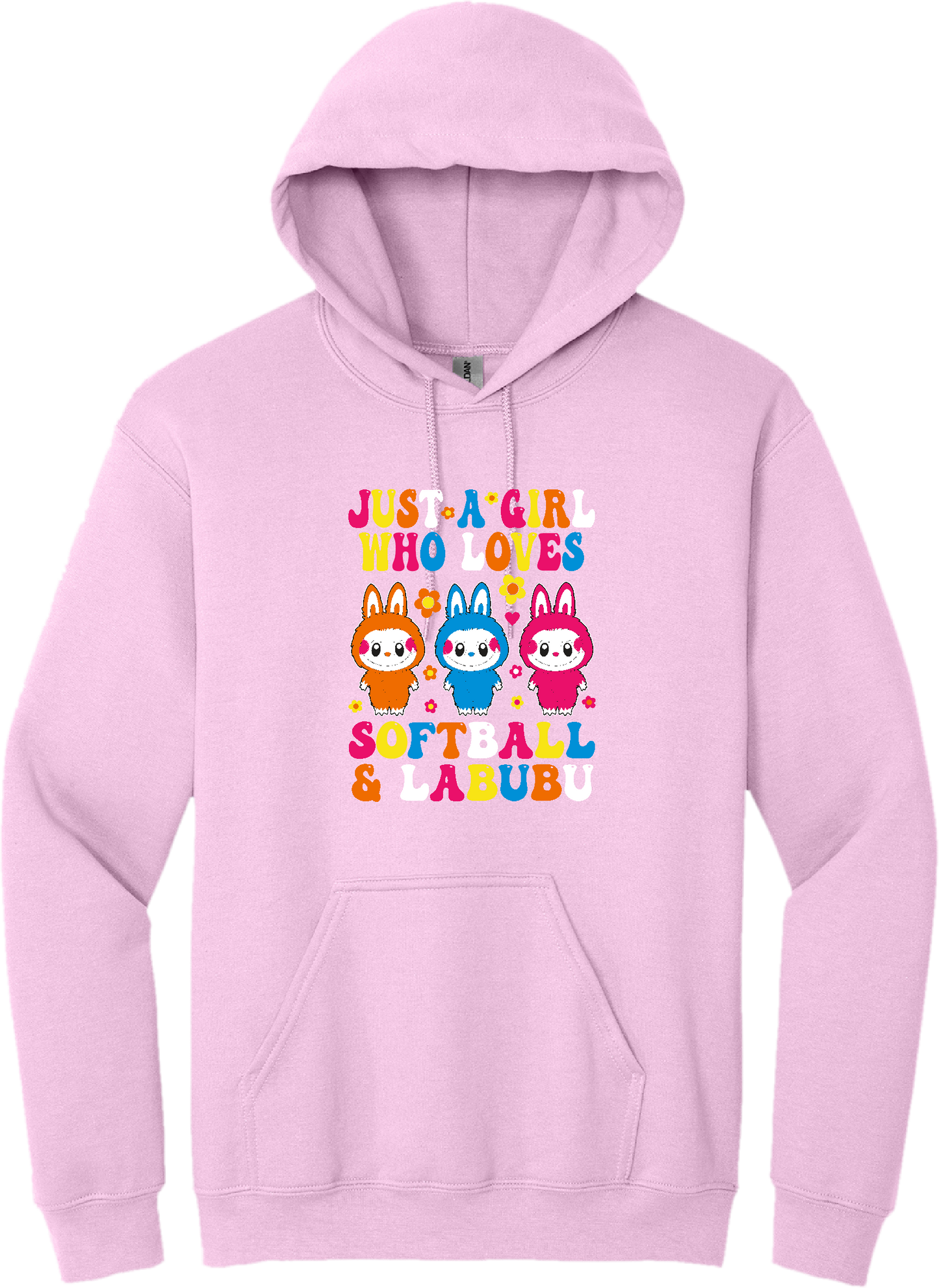 Softball &  Labubu Just A Girl Blended Hoodie