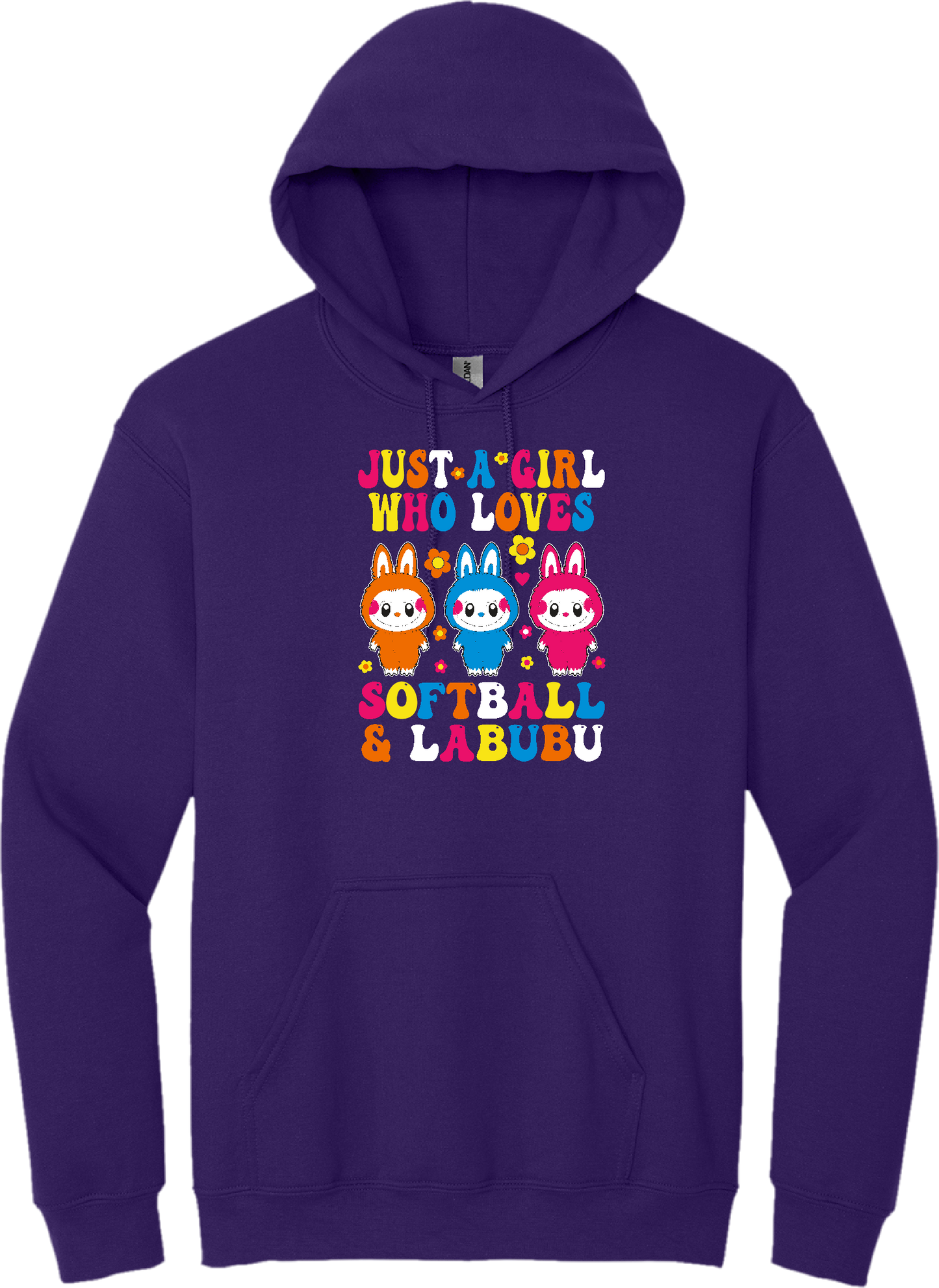 Softball &  Labubu Just A Girl Blended Hoodie