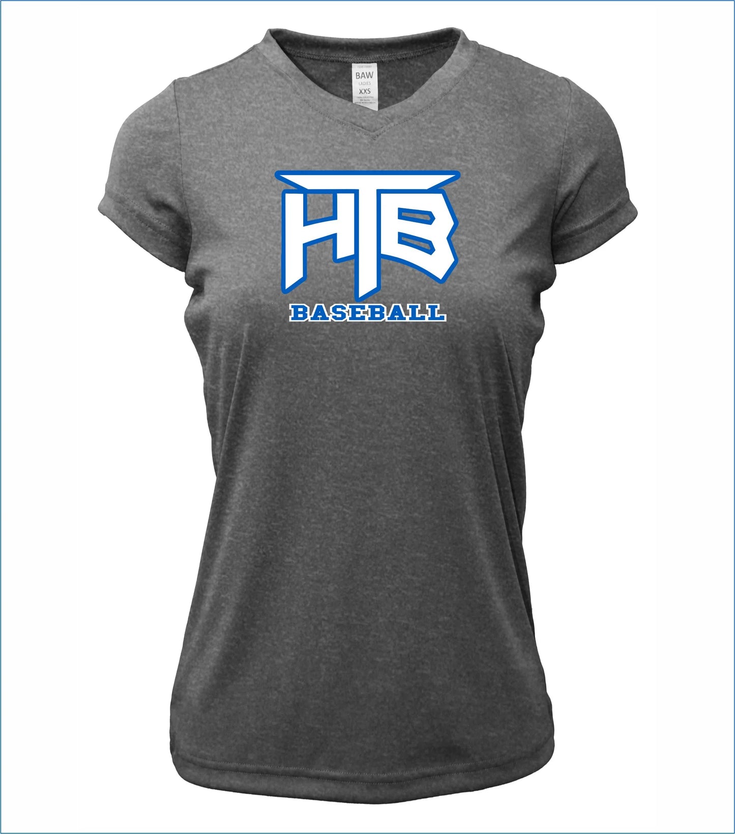 HTB Baseball Ladies Short Sleeve V-Neck Cotton T-Shirt
