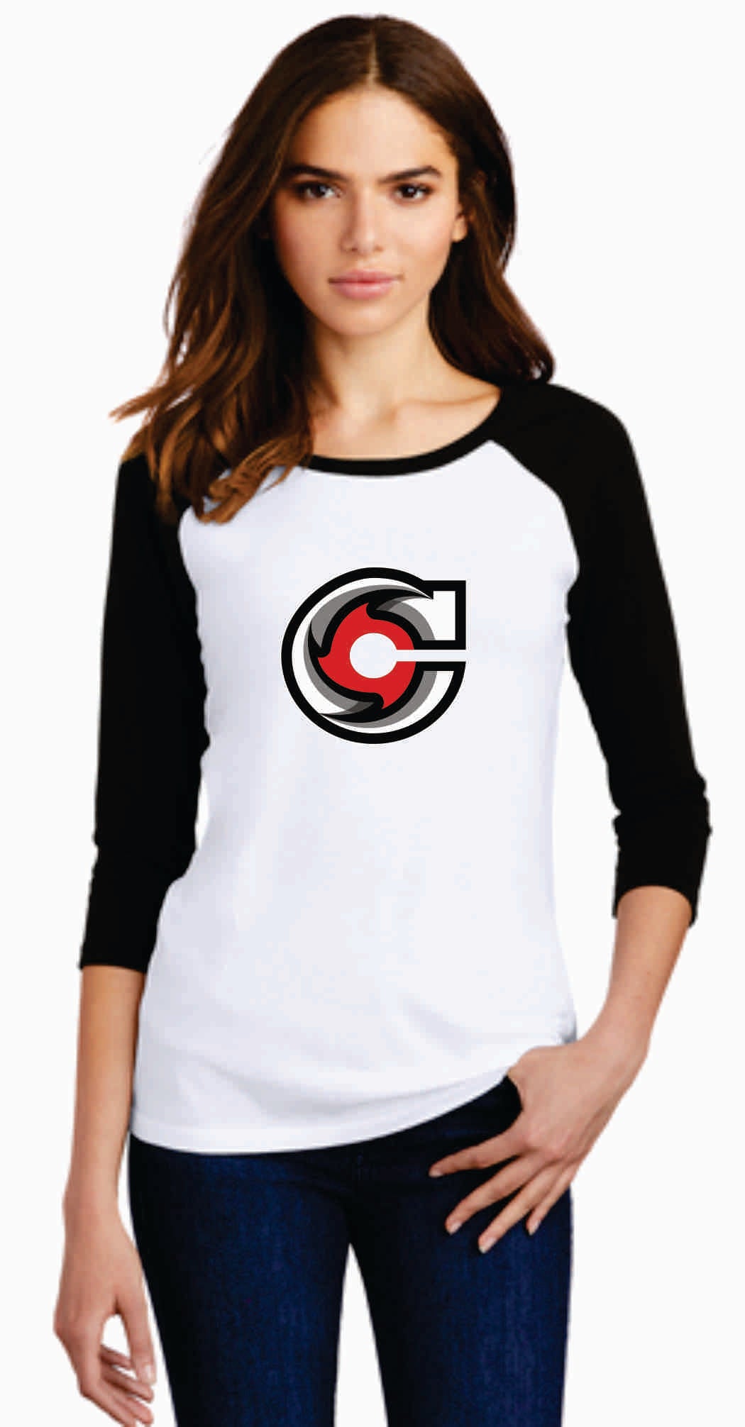 WOMEN'S RAGLAN TEE W/ TEAM LOGO