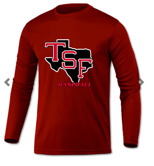 TSF BASEBALL GILDAN COTTON LONG SLEEVE RED